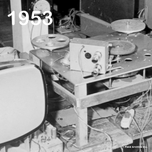 木原信敏氏が約2年の期間をかけ、1953 (昭和28) 年10月に完成させた最初の実験用VTR
